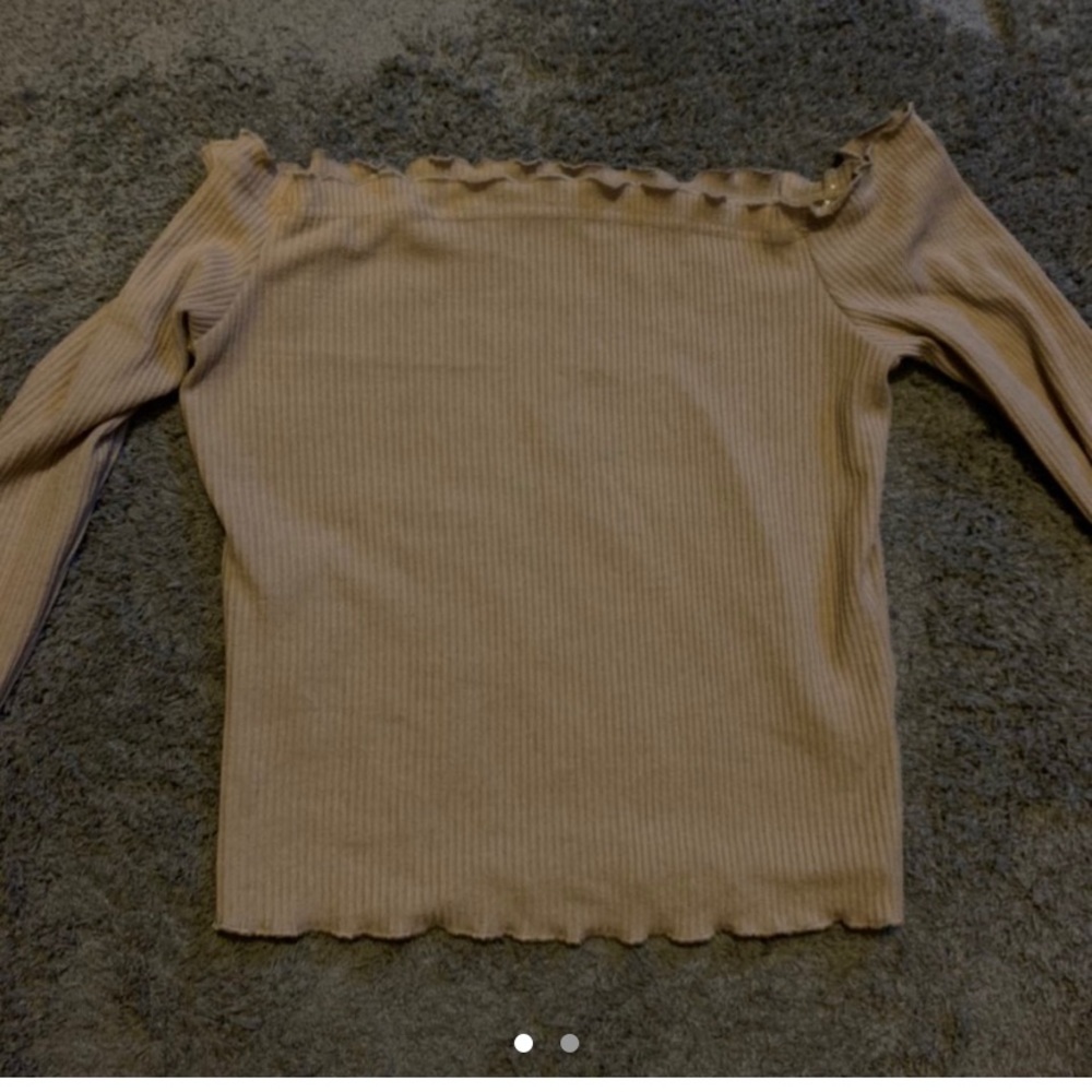 Cream off shoulder long sleeve